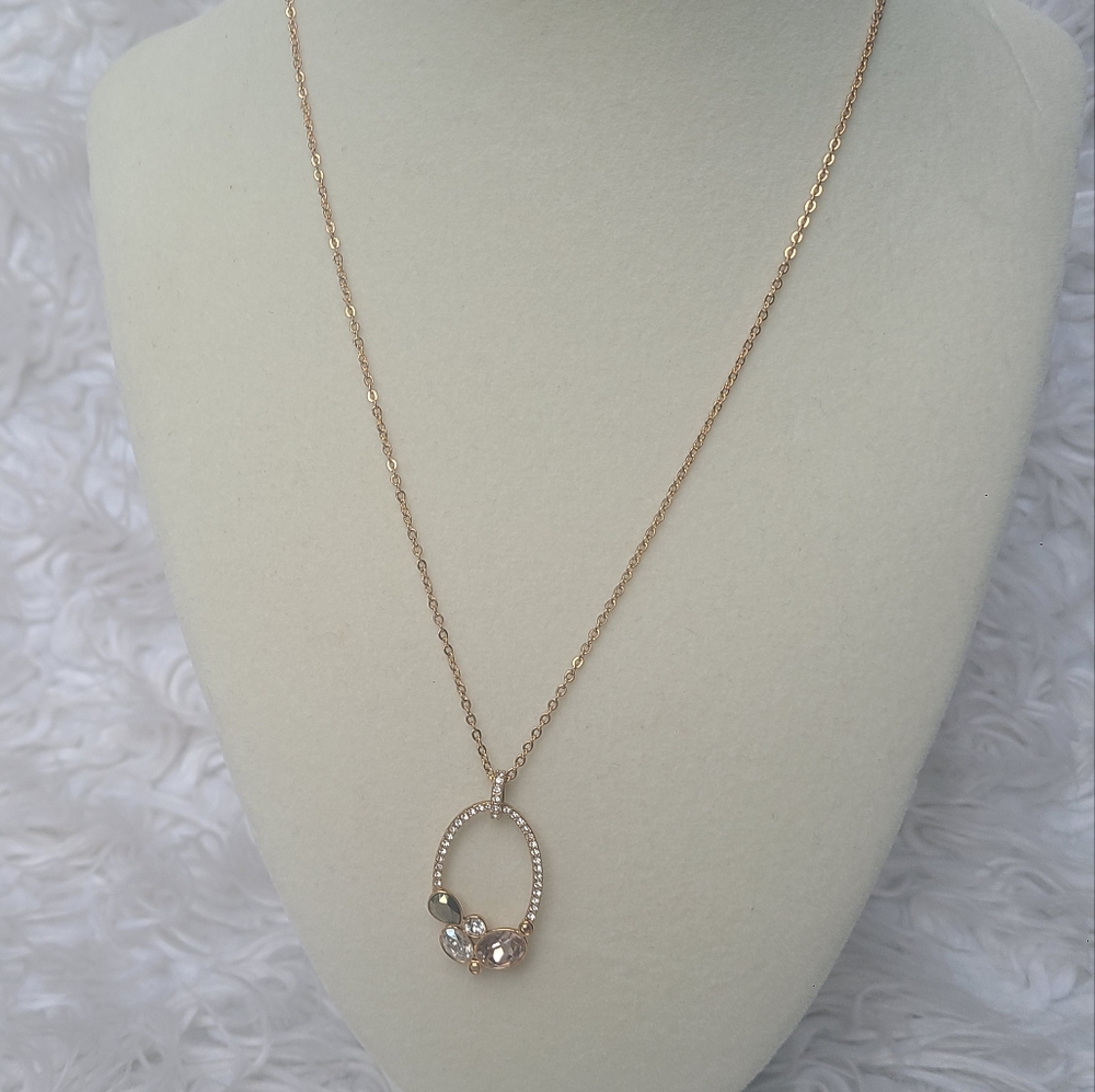 Swarovski Rose Gold Plated Pendant Necklace-Excellent Condition